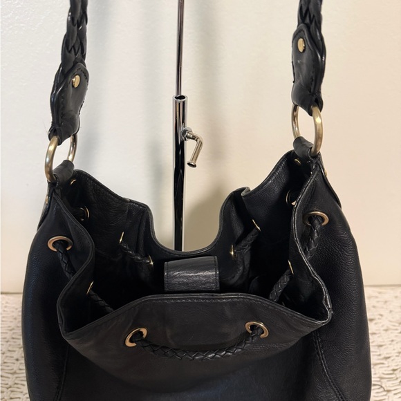 Michael Kors Black Leather Hobo Bag Braided Strap - Picture 6 of 8